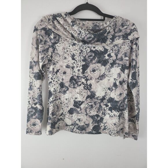 Soft Surroundings Top PXS Womens Wide Neck Long Sleeve Pullover Floral Multicolo - Picture 6 of 6